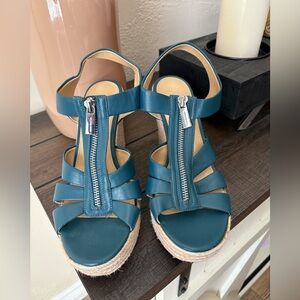 Michael Kors Teal Strappy Sandals with Zipper